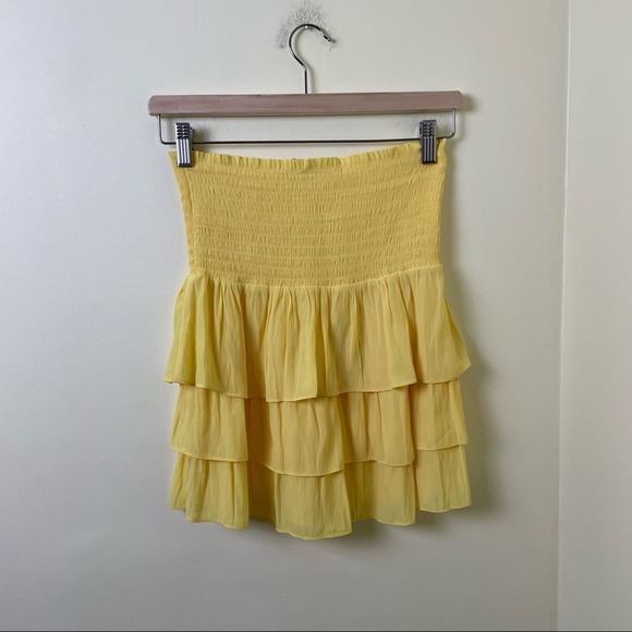 NWT Ramy Brook Alison Smocked-Waist Tiered Mini Skirt Yellow Size Small - Picture 12 of 14